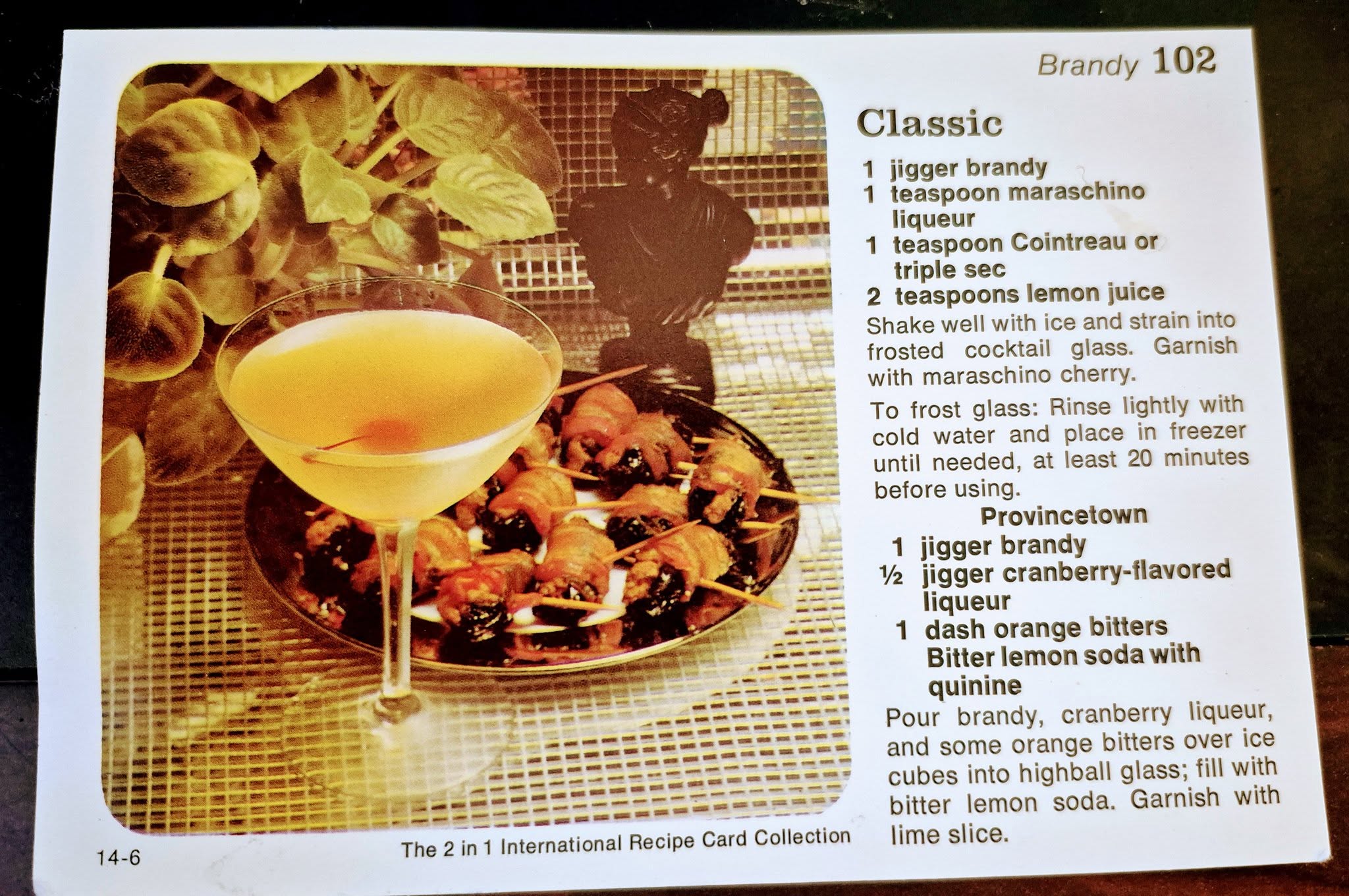 From the 2 in 1 International Recipe Card Collection (1977): Brandy Classic